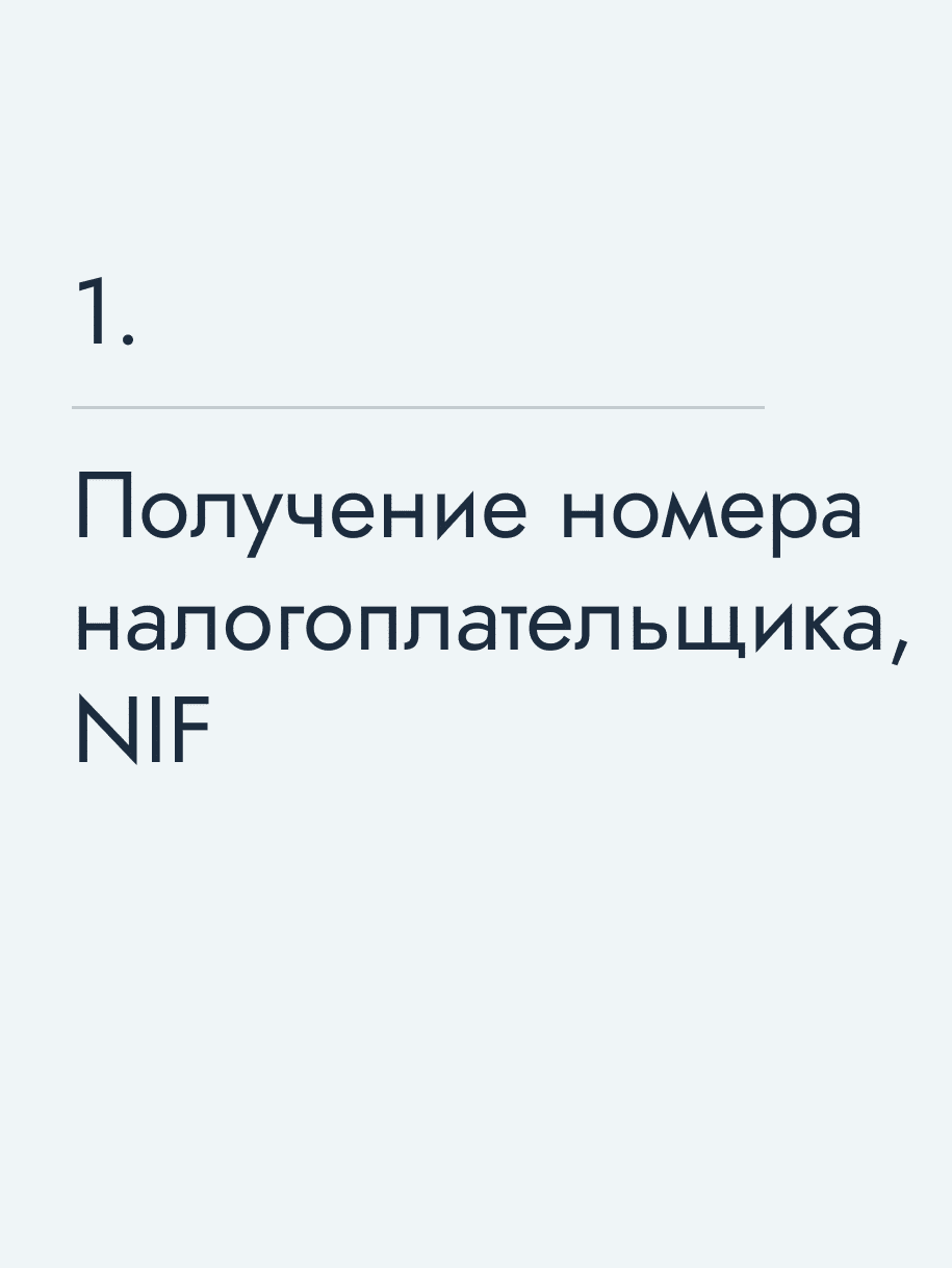 Получение номера налогоплательщика, NIF