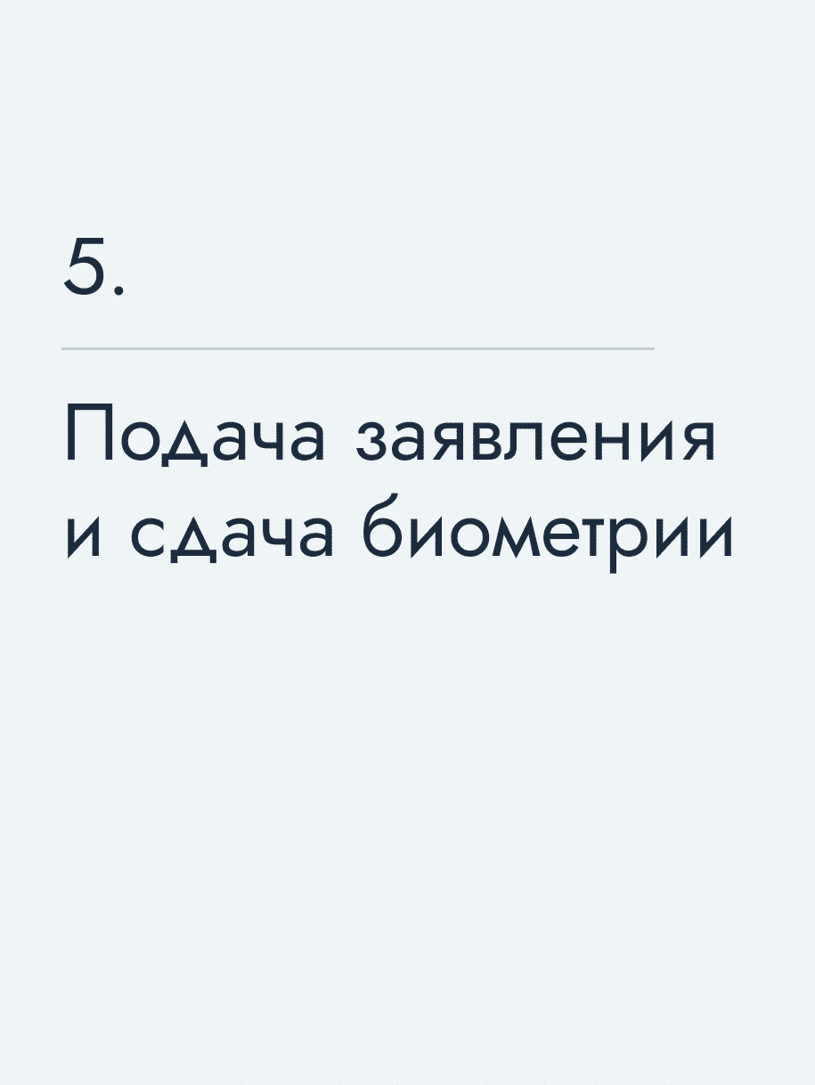Подача заявления и сдача биометрии